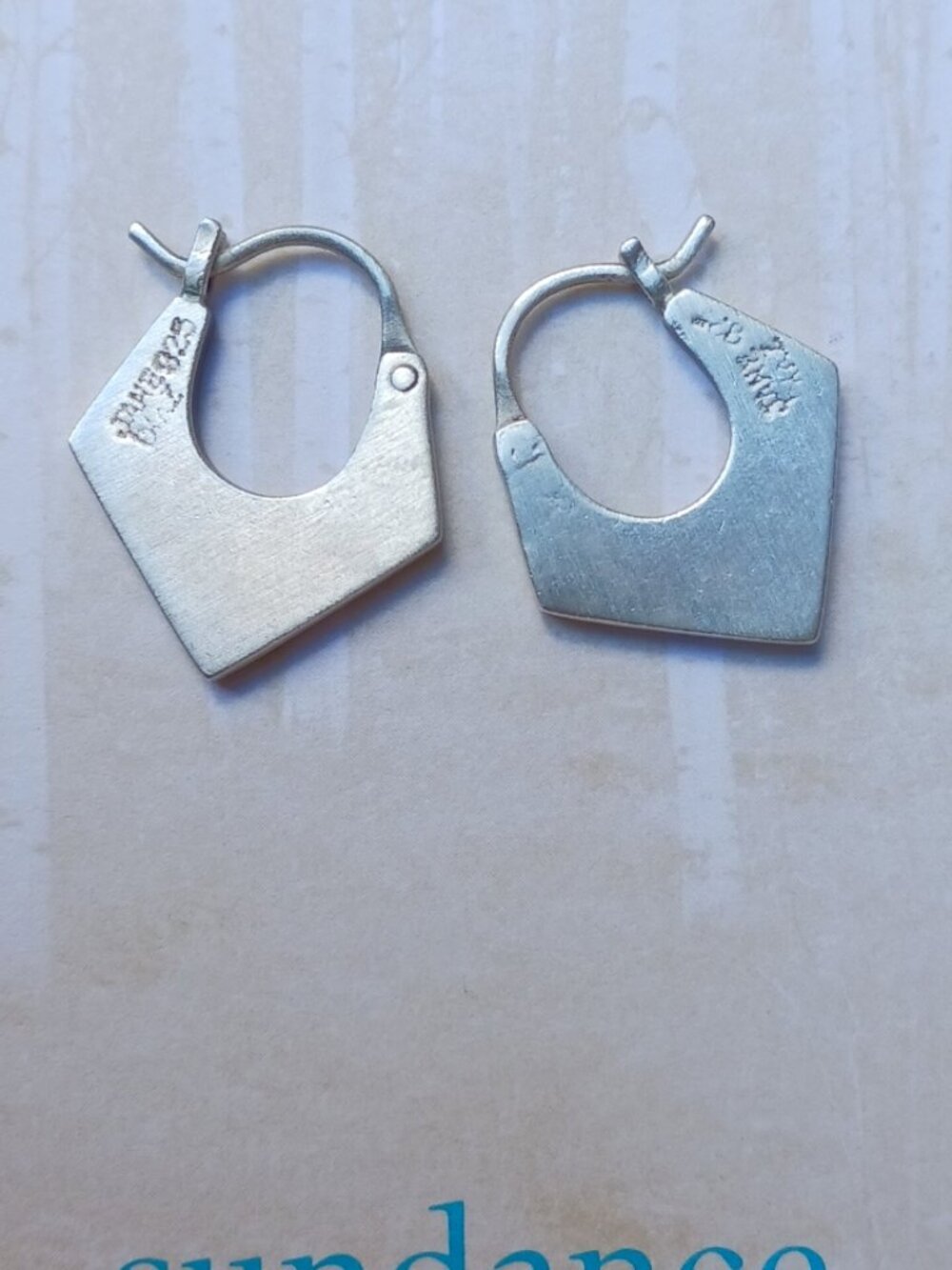 Small chunky three cornered hoop earrings  by Jane Diaz